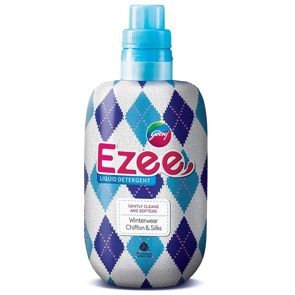 Picture of: Godrej Ezee Liquid Detergent for both Top load and Front load Washing –  g Bottle, for Winter Wear  Added Conditioner  No Soda Formula   Woolmark