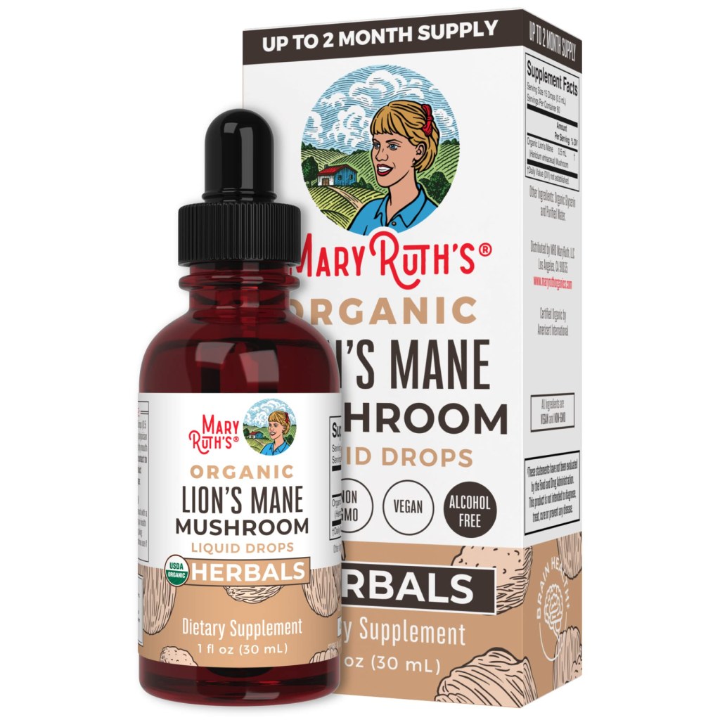 Picture of: Lions Mane Mushroom Supplement  Up to  Month Supply  Nootropic USDA  Organic Lions Mane Extract  Nervine Neuroprotective Herbal Liquid Drops